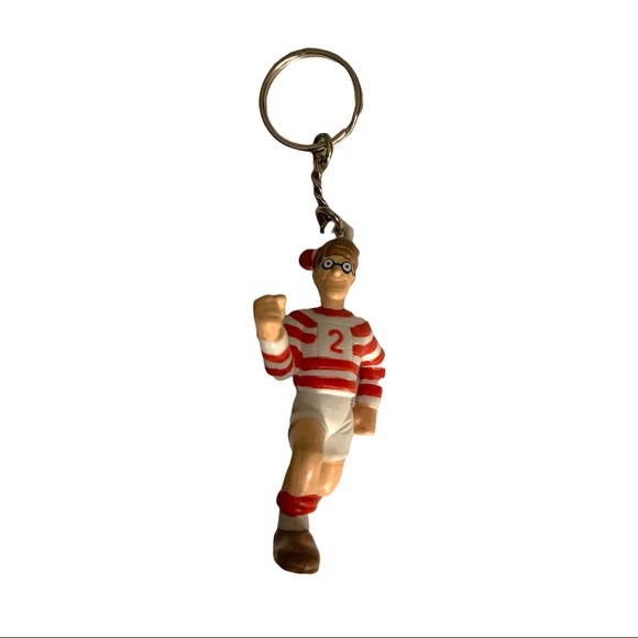 VTG Where's Waldo Keychain Wally Character Number 2 Keyring Bagtag Zipper Pull - Picture 5 of 5